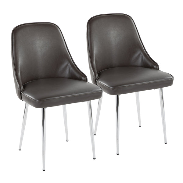 English Elm Marcel Contemporary Dining Chairs Set Of 2 - Grey Faux Leather With Chrome Frame For Modern Style B116135681