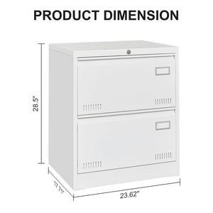 English Elm 2 Drawer Locking Metal File Cabinet Matte Black Powder Coat for Modern Home Office W1247P160451