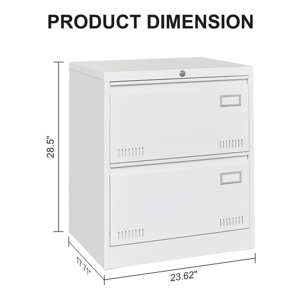 English Elm 2 Drawer Locking Metal File Cabinet Matte Black Powder Coat for Modern Home Office W1247P160451
