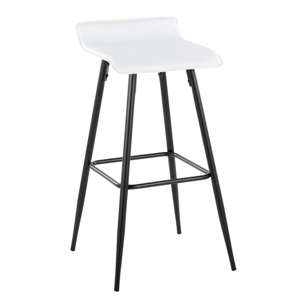 English Elm Ale Modern 30" Fixed-Height Bar Stool Set of 2 with Sleek Black Metal Base and Plush Faux Leather Seat White B116135586