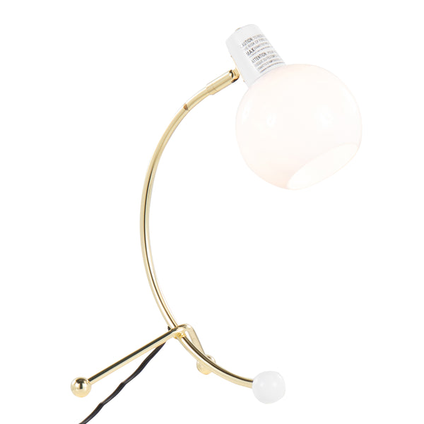 English Elm Eileen Gold Task Lamp with Adjustable Neck and Round White Shade – Contemporary Metal Desk Light B116135714