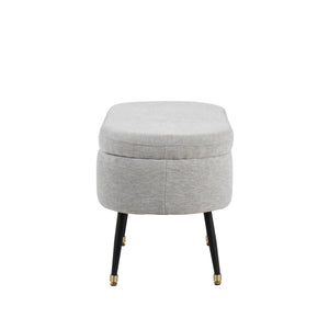 English Elm Harvey Contemporary Storage Bench Gray Fabric with Flip-Top, Gold Accent & Black Tapered Legs, 41" B116135828