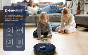 English Elm Geek Smart Robot Vacuum Mop with Lidar Navigation and 2700pa Suction for Pet Homes W100256728
