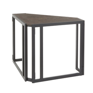 English Elm Roman Industrial Corner Desk - Espresso Bamboo Top & Black Metal Frame, Rustic Space-Saving Design B116135762