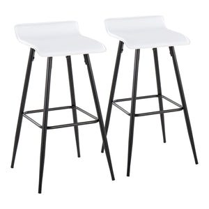 English Elm Ale Modern 30" Fixed-Height Bar Stool Set of 2 with Sleek Black Metal Base and Plush Faux Leather Seat White B116135586