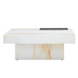 English Elm A Modern and Practical Coffee Table With Imitation Marble Patterns, Made Of Mdf Material. The Fusion Of Elegance and Natural Fashion 31.4"* 31.4"* 12 "