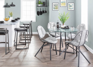 English Elm Wired Modern Dining Chair with Black Metal Frame and Plush Faux Leather Cushions - Set of 2 Grey B116135657