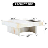 English Elm A Modern and Practical Coffee Table With Imitation Marble Patterns, Made Of Mdf Material. The Fusion Of Elegance and Natural Fashion 31.4"* 31.4"* 12 "