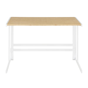 English Elm Roman Industrial Bamboo Desk with White Metal Frame, 49" Fixed-Height Workstation, Natural Finish B116135780
