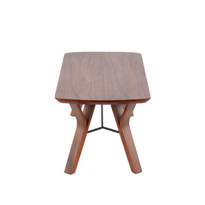 English Elm Folia Walnut Wood Mid-Century Bench by LumiSource — 44" Two-Seater, Sleek Retro Design for Entryway B116135594