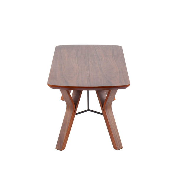 English Elm Folia Walnut Wood Mid-Century Bench by LumiSource — 44" Two-Seater, Sleek Retro Design for Entryway B116135594