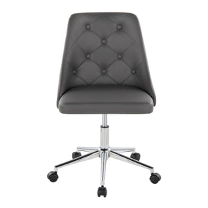 English Elm Marche Contemporary Swivel Task Chair In Grey Faux Leather With Chrome Base For Ultimate Comfort B116135737
