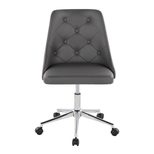 English Elm Marche Contemporary Swivel Task Chair In Grey Faux Leather With Chrome Base For Ultimate Comfort B116135737