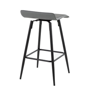 English Elm Ale 26" Contemporary Counter Stools Set of 2 - Grey PU Low Back, Black Steel Frame, Fixed Height B116135546