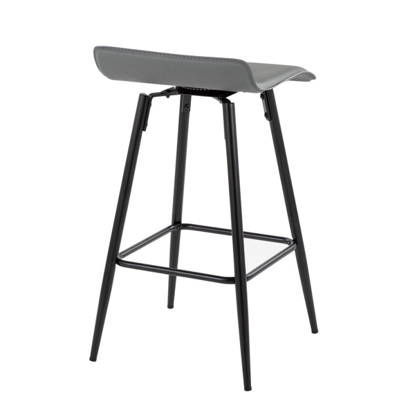 English Elm Ale 26" Contemporary Counter Stools Set of 2 - Grey PU Low Back, Black Steel Frame, Fixed Height B116135546