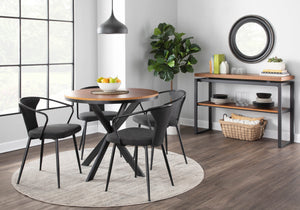 English Elm Waco Industrial Dining/Accent Chair – Black Metal Frame, Dark Grey Padded Fabric Seat & Backrest, Sturdy сучасний B116135655