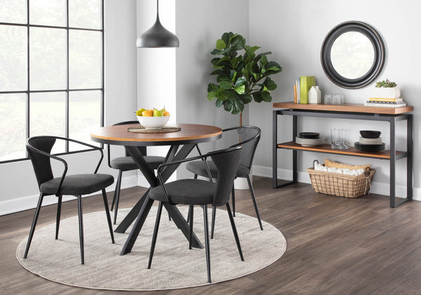 English Elm Waco Industrial Dining/Accent Chair – Black Metal Frame, Dark Grey Padded Fabric Seat & Backrest, Sturdy сучасний B116135655