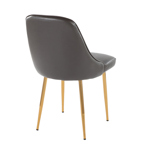 English Elm Marcel Glam Dining Chairs Set Of 2 - Chic Grey Faux Leather & Gold Frame For Modern Elegance B116135670