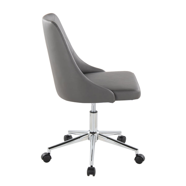 English Elm Marche Contemporary Swivel Task Chair In Grey Faux Leather With Chrome Base For Ultimate Comfort B116135737