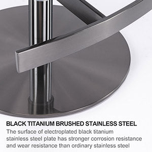 English Elm Black Titanium Stainless Steel Bar Stool with 360° Swivel, Adjustable 22.8-32.7" Height, Ergonomic Backrest Gray W2195P180363