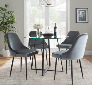 English Elm Marcel Contemporary Dining Chairs Set Of 2 - Luxurious Blue Velvet Upholstery & Sleek Black Frame B116135673
