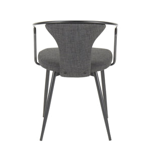 English Elm Waco Industrial Dining/Accent Chair – Black Metal Frame, Dark Grey Padded Fabric Seat & Backrest, Sturdy сучасний B116135655