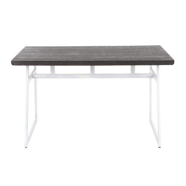 English Elm Geo Industrial Dining Table – Vintage White Metal Frame with Espresso Wood-Pressed Bamboo Top, Seats 4 (54") B116135694