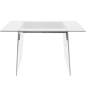 English Elm Glacier Tempered Glass Desk with Chrome Accents by LumiSource — Contemporary 52" WOW-Factor Workspace B116135782