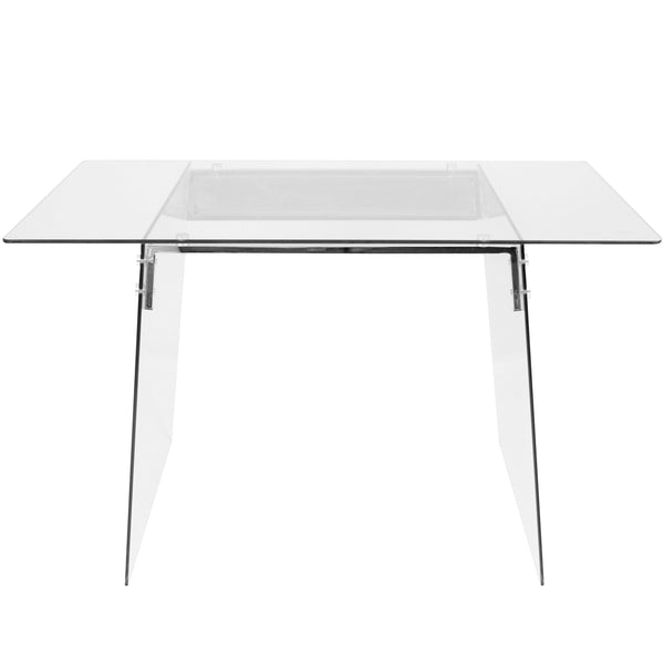 English Elm Glacier Tempered Glass Desk with Chrome Accents by LumiSource — Contemporary 52" WOW-Factor Workspace B116135782