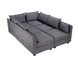 Hearth and Haven U_Style Modern Large U-Shape Modular Sectional Sofa, Convertible Sofa Bed with Reversible Chaise For Living Room, Storage Seat WY000349AAD