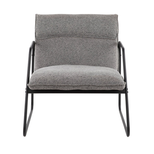 English Elm Casper Industrial Arm Chair — Grey Noise Fabric, Padded Seat & Back, Black Steel Frame, Armrests (34x17x26) B116135636