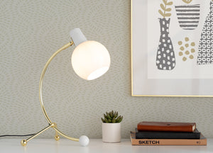 English Elm Eileen Gold Task Lamp with Adjustable Neck and Round White Shade – Contemporary Metal Desk Light B116135714