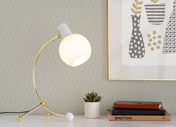 English Elm Eileen Gold Task Lamp with Adjustable Neck and Round White Shade – Contemporary Metal Desk Light B116135714