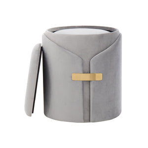 English Elm Dahlia Velvet Nesting Ottoman Set with Gold Accent — Glam Contemporary Duo, Removable Lid, Stylish Upholstery Silver B116135788