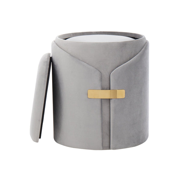 English Elm Dahlia Velvet Nesting Ottoman Set with Gold Accent — Glam Contemporary Duo, Removable Lid, Stylish Upholstery Silver B116135788