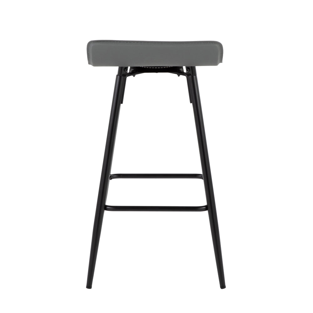 English Elm Ale 26" Contemporary Counter Stools Set of 2 - Grey PU Low Back, Black Steel Frame, Fixed Height B116135546