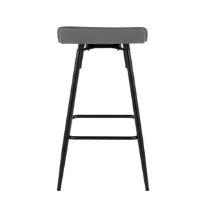 English Elm Ale 26" Contemporary Counter Stools Set of 2 - Grey PU Low Back, Black Steel Frame, Fixed Height B116135546