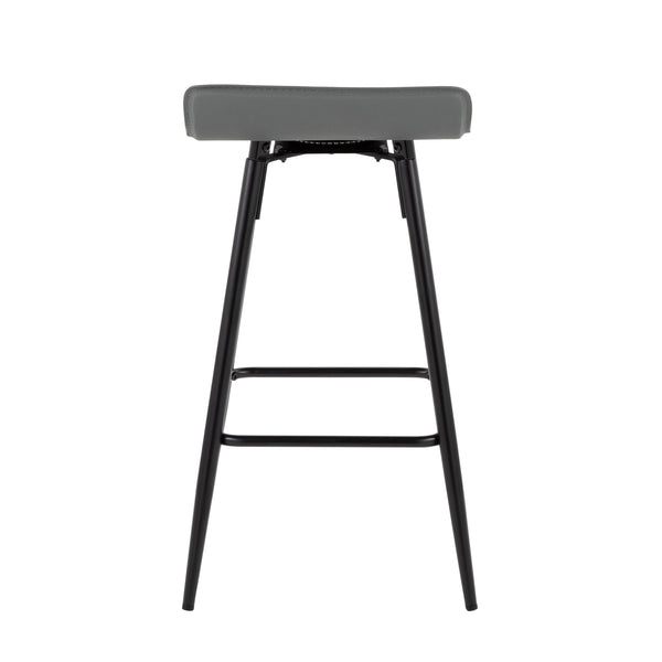 English Elm Ale 26" Contemporary Counter Stools Set of 2 - Grey PU Low Back, Black Steel Frame, Fixed Height B116135546