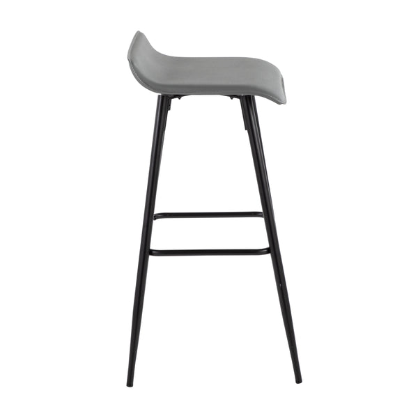 English Elm Ale Modern 30" Fixed-Height Bar Stool Set of 2 with Sleek Black Metal Base and Plush Faux Leather Seat Grey B116135581