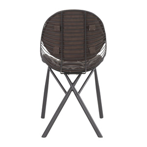 English Elm Wired Modern Dining Chair with Black Metal Frame and Plush Faux Leather Cushions - Set of 2 Espresso B116135656