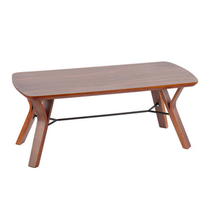 English Elm Folia Walnut Wood Mid-Century Bench by LumiSource — 44" Two-Seater, Sleek Retro Design for Entryway B116135594