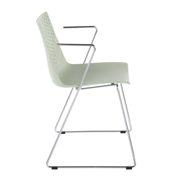 English Elm Matcha Contemporary Chair Set by LumiSource — Sleek Polypropylene Seat with Chrome Base, 2-Piece Green B116135626