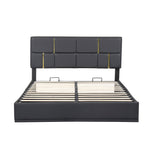 English Elm Queen Size Upholstered Platform Bed With Hydraulic Storage System,No Box Spring Needed,Black