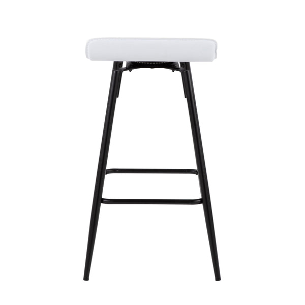 English Elm Ale 26" Contemporary Counter Stool Set of 2 in White Faux Leather, Black Steel Frame, Low Back Comfort B116135548