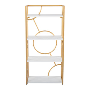 English Elm Constellation Gold Metal and Wood Bookcase — Contemporary Four Open Shelves, Sturdy MDF Frame, 26H White B116135716