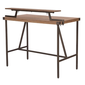 English Elm Gia Industrial Counter Table - Antique Metal Frame & Brown Bamboo Top For Stylish Small Spaces B116135662