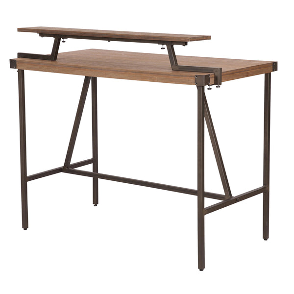 English Elm Gia Industrial Counter Table - Antique Metal Frame & Brown Bamboo Top For Stylish Small Spaces B116135662