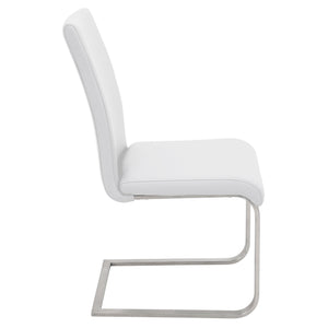 English Elm Foster Upholstered Dining Chair Set of 2 with Padded PU Seats and Sleek Metal Base for Modern Homes White B116135666