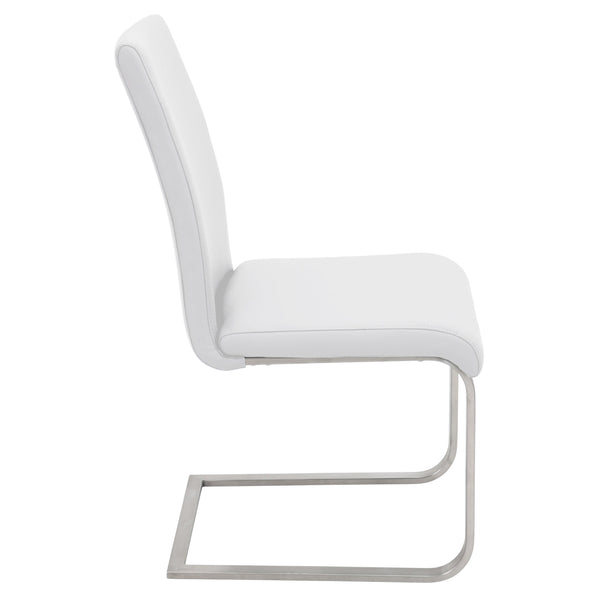 English Elm Foster Upholstered Dining Chair Set of 2 with Padded PU Seats and Sleek Metal Base for Modern Homes White B116135666