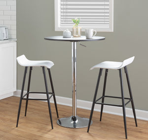English Elm Ale Modern 30" Fixed-Height Bar Stool Set of 2 with Sleek Black Metal Base and Plush Faux Leather Seat White B116135586